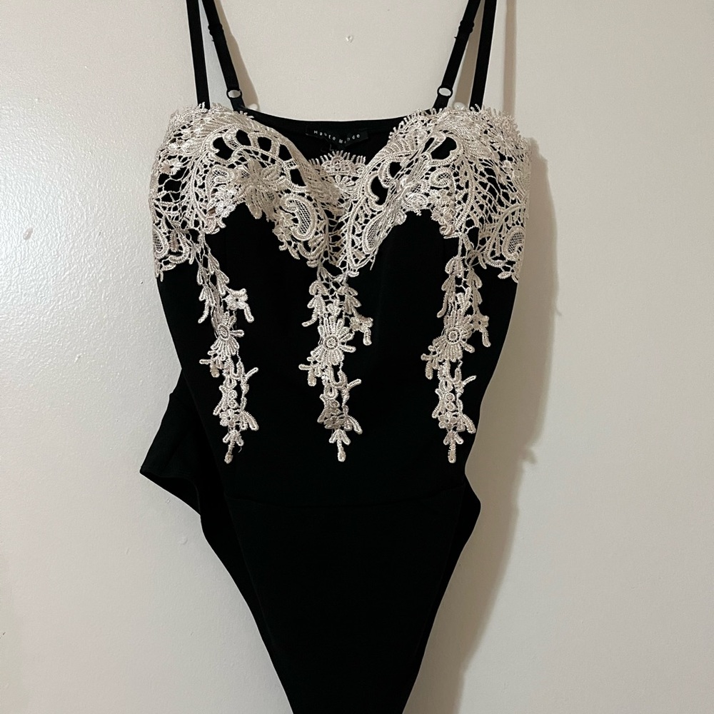 Haute Moude Size Large Black Leotard Blouse